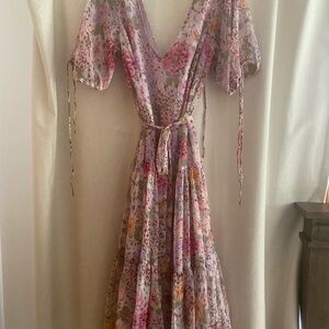 Lulu's Pink Wrap Tie Front Maxi Dress